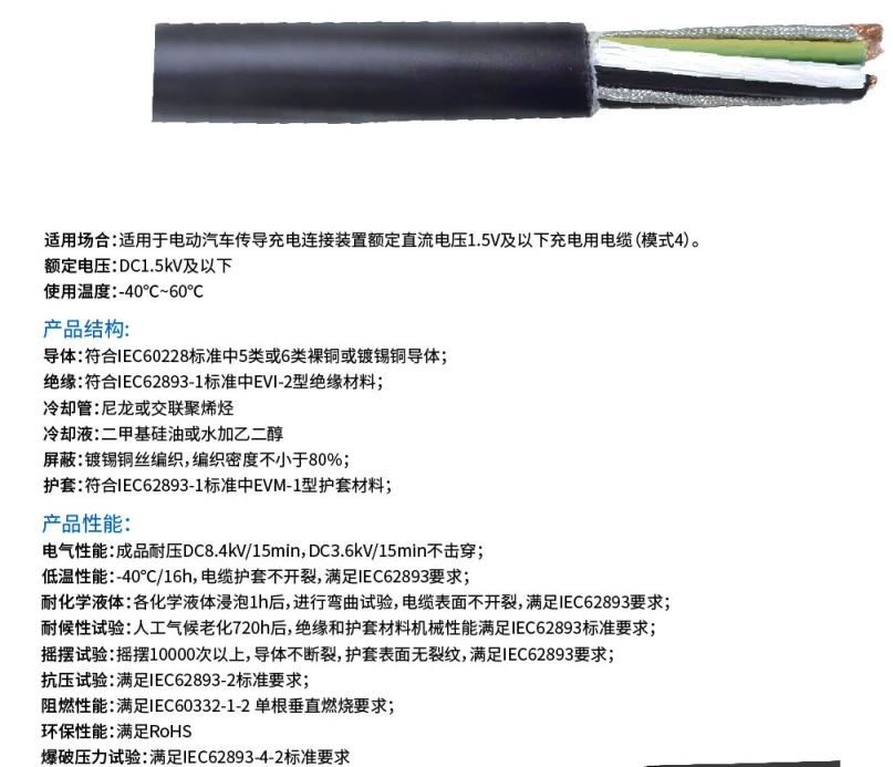 標(biāo)準液冷直流充電樁電纜